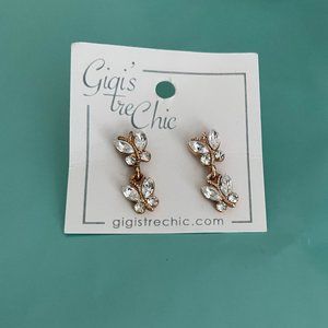 Women's Fashon Gold and Clear Crystal Butterfly Earrings